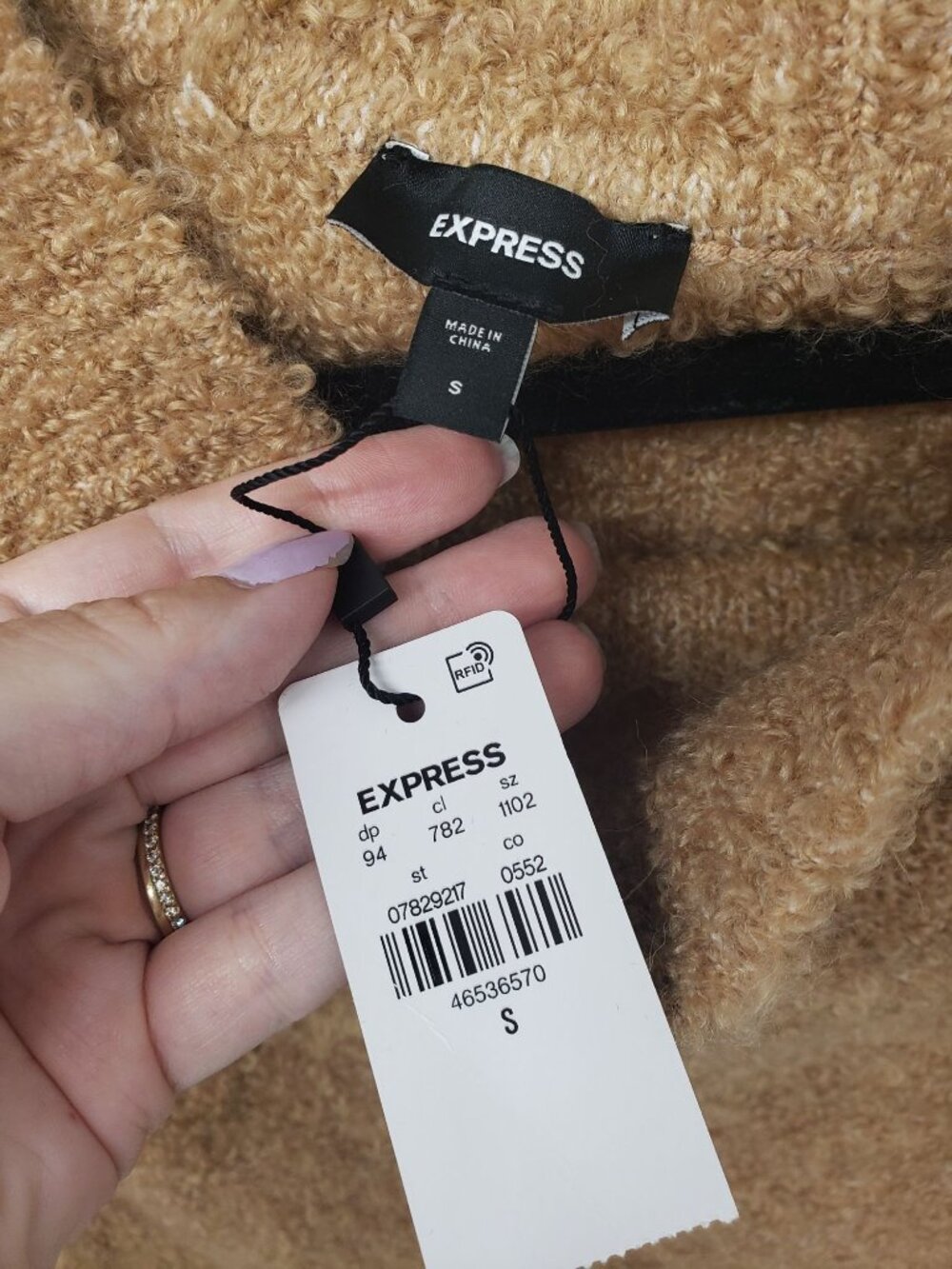NEW Express Brown Fuzzy Y2K Asymmetrical Bodycon Sweater Dress S Small - Picture 4 of 6